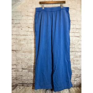 Wonderly Gauze Pants Womens XL Blue Ultra Wide Leg Elastic Waist Beachy Lagom